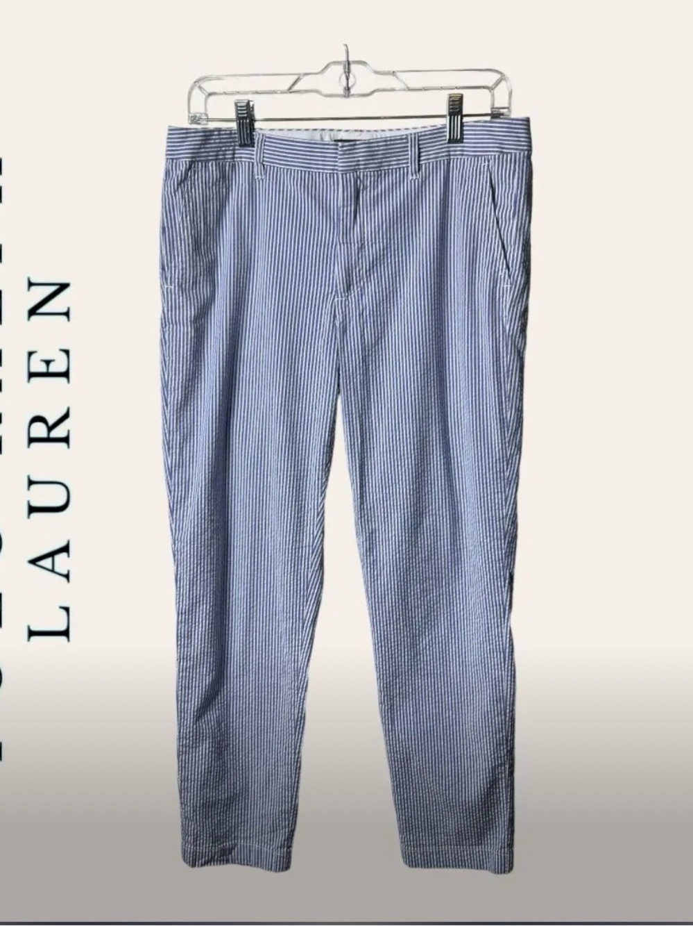 0325W. POLO RALPH LAUREN PANTS BLUE AND WHITE STRIPE SIZE 6 BEACH VIBES